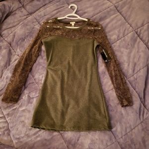 Dynamite Charcoal Lace Detail Tunic Small